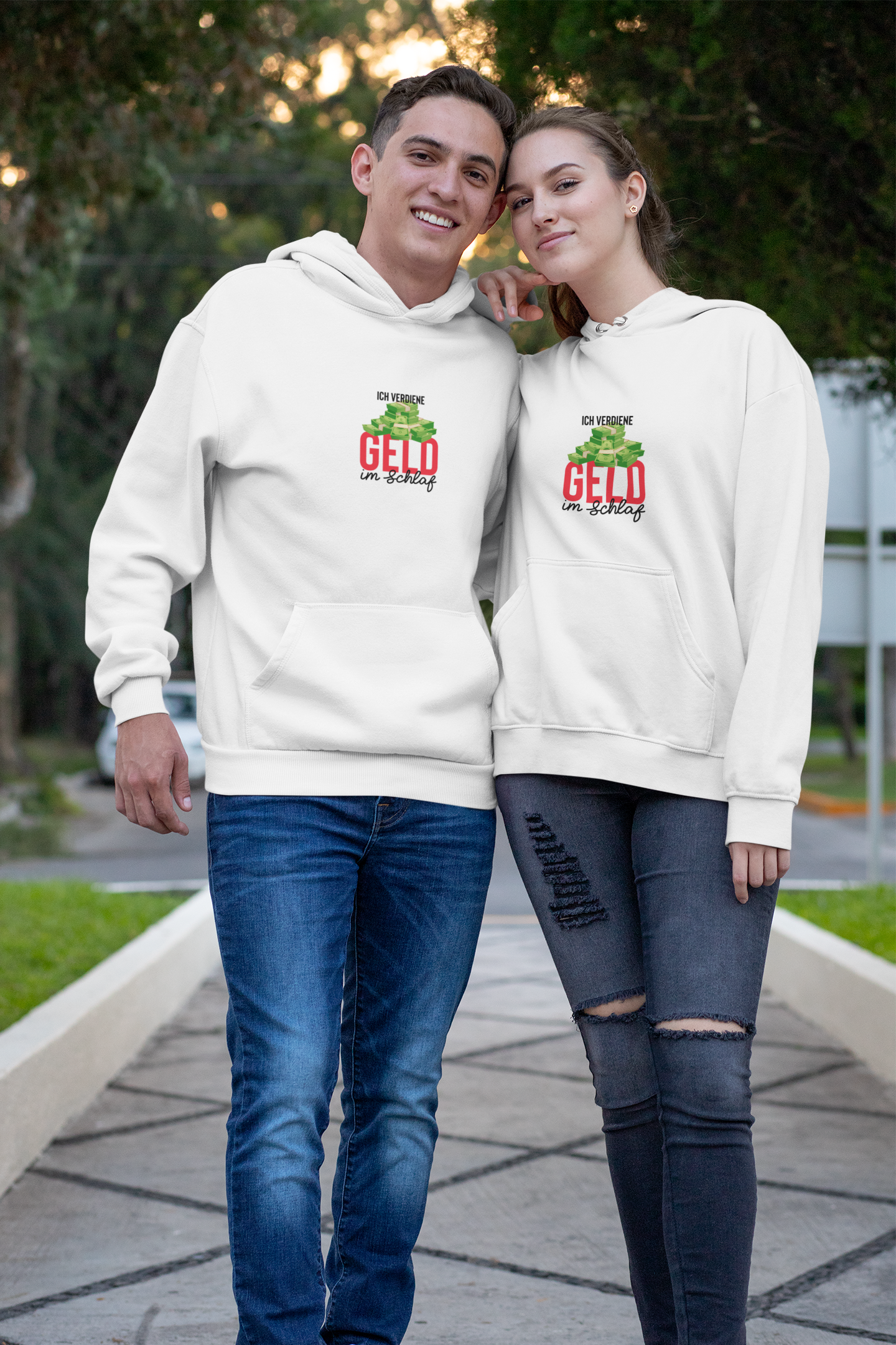 Premium Hoodie für Frauen und Männer: Ich verdiene Geld im Schlaf