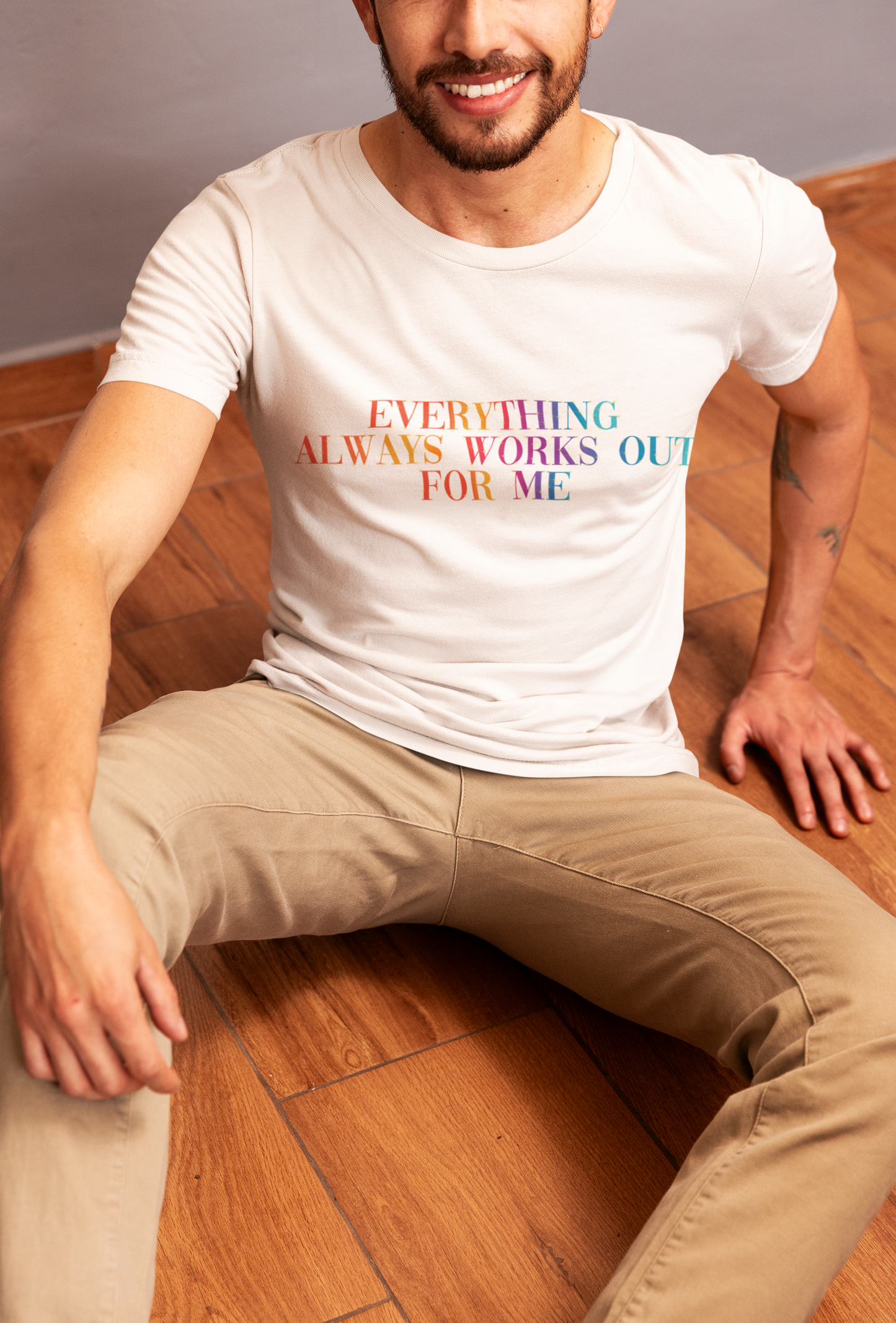 Premium Herren Shirt "Everything always works out for me"